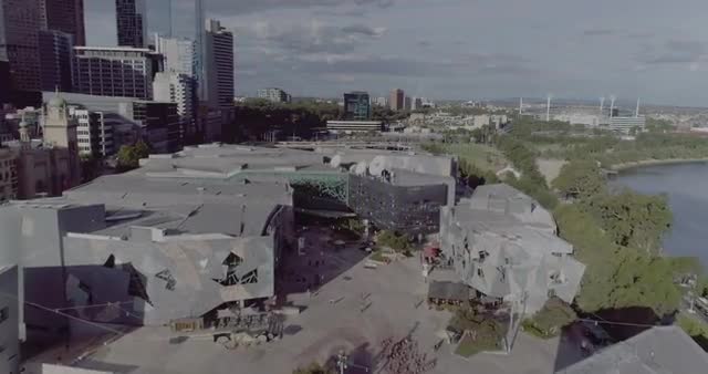 Aerial view of Federation Square. Melbourne Victoria Australia