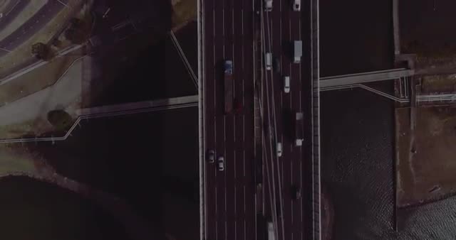 Birds eye view of traffic on the Westgate Bridge. Melbourne Victoria Australia.