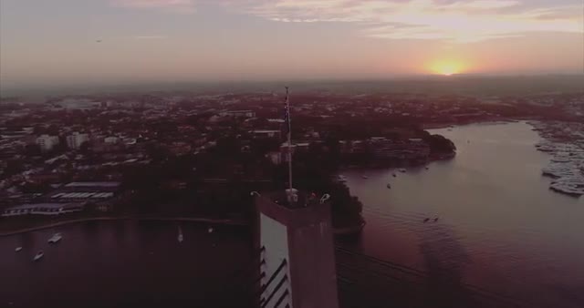 Aerial view of the Anzac Bridge Flag. Sydney NSW Australia 