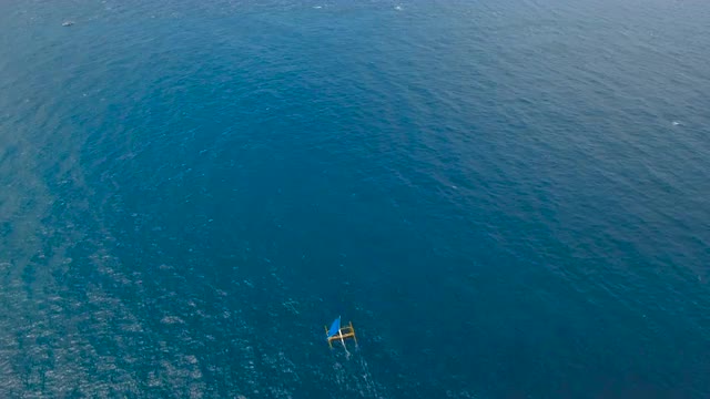 Sailing boat in blue sea. Boracay island Philippines.