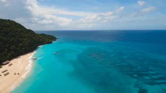 Aerial view beautiful beach on tropical island. Boracay island Philippines.