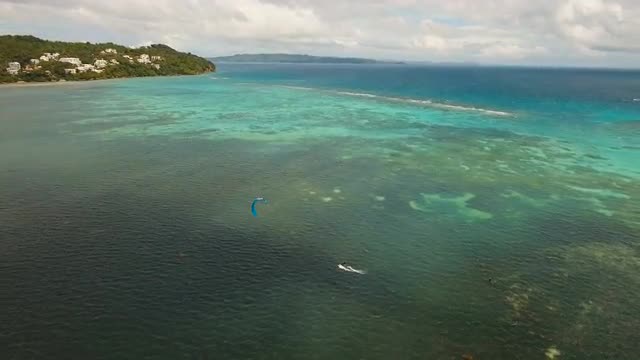 Kitesurfing on island Boracay and Bulabog Boracay island Philippines.