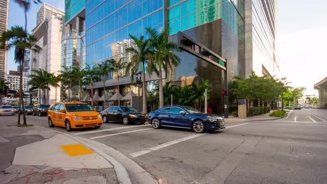 miami summer day downtown traffic crossroad 4k time lapse florida usa