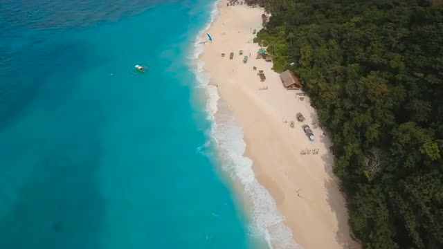 Aerial view beautiful beach on tropical island. Boracay island Philippines.
