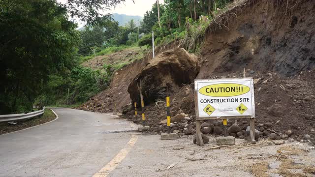 Landslide on the mountain road..Camiguin island Philippines.