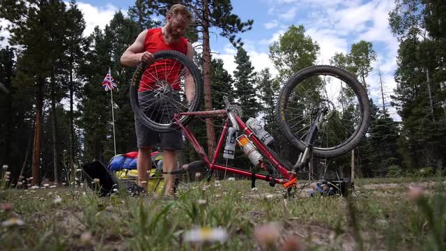 Cyclist Repairs Puncture