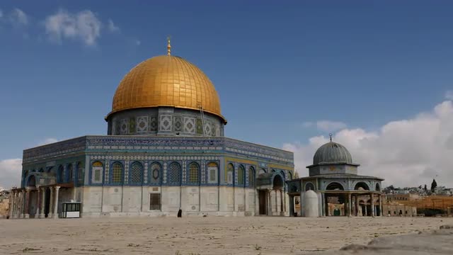 Tourists at the Dome of the Rock in Jerusalem