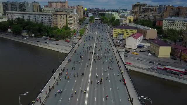 Moscow Cycle Parade Aerial View