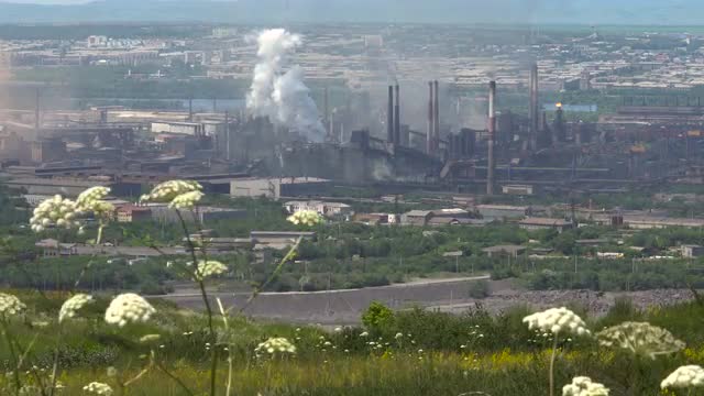 Pollution of City by Emissions of Industrial Enterprise Timlamps