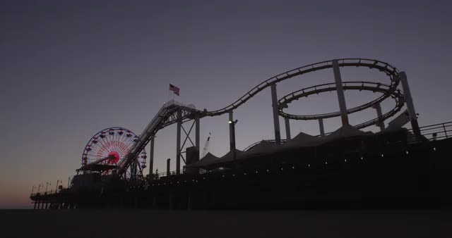 santa monica pier at dusk