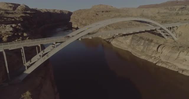 Aerial view of the Hite Crossing Bridge. Utah USA.