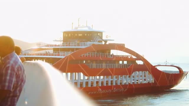 Greek Ferry at sunset