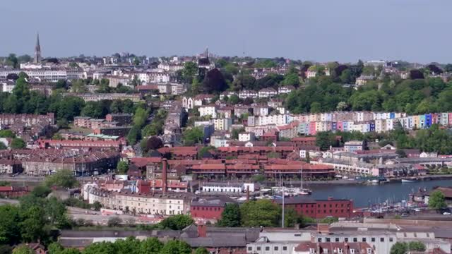 Bristol drone footage - pan round from Avon Gorge right round to Bristol Cathedral