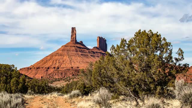 View of Castleton Tower in a time lapse