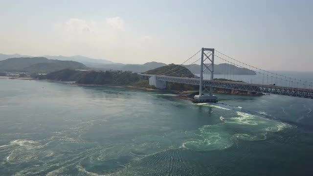 Aerial view of Naruto Strait, Tokushima Prefecture, Japan