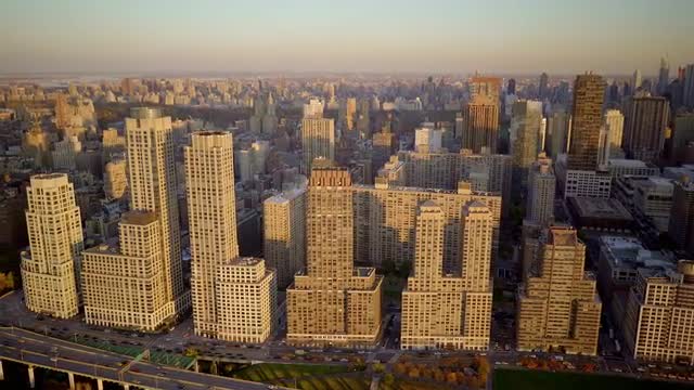 establishment shot of city skyline metropolis district. shot on red epic
