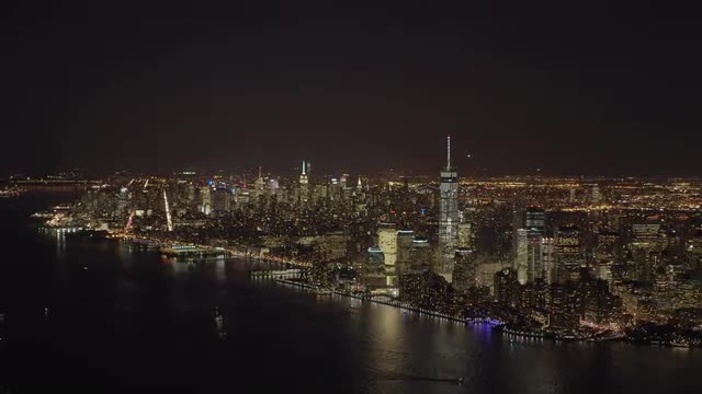 Aerial view of new york city skyline. cityscape metropolis. Shot on Red Epic