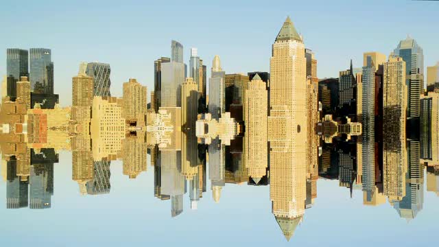 panoramic view of city skyline. morning to evening time lapse