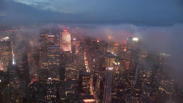time lapse of new york city skyline at night