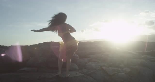 Hula Dancer Dancing over Igneous rocks foramtions