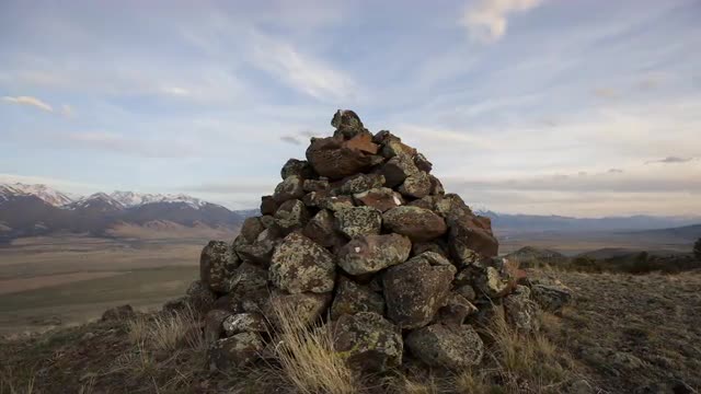 Time Lapse Dolly around rock cairn