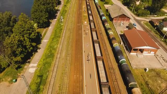 Freight train on the railway