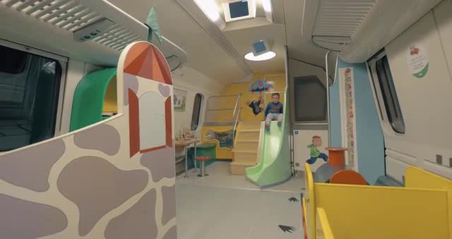 Children play space in the train Helsinki-Rovaniemi