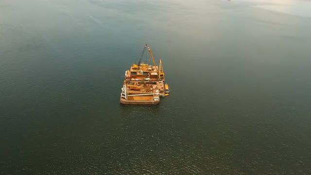Dredging platform on the sea. Philippines, Manila.