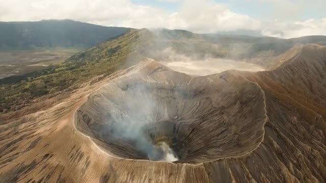 Active volcano with a crater. Gunung Bromo, Jawa, Indonesia.