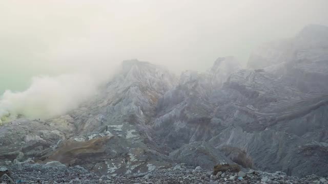 Kawah Ijen, Volcanic crater, where sulfur is mined.