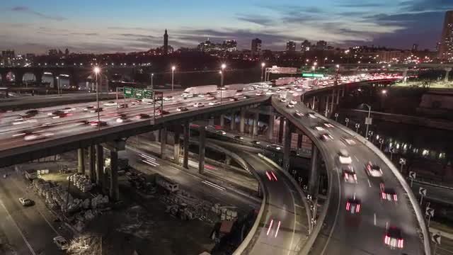 TRAFFIC TIMELAPSE WASHINGTON HEIGHTS VIEW OF ALEXANDER HAMILTON BRIDGE HWY 1