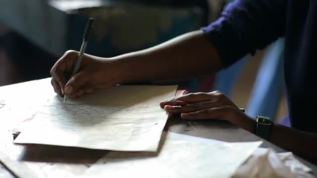 Close up of schoolwork in Kenya.