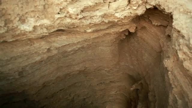 Stock Video Footage of a crevasse in the desert floor in Israel.
