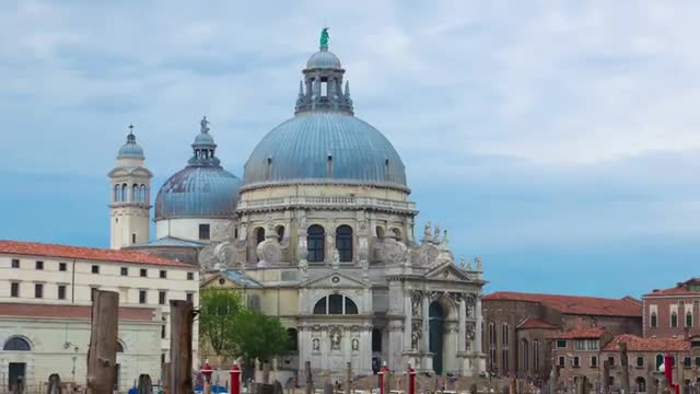Panning time-lapse of Santa Maria della Salute from Piazza San Marco.