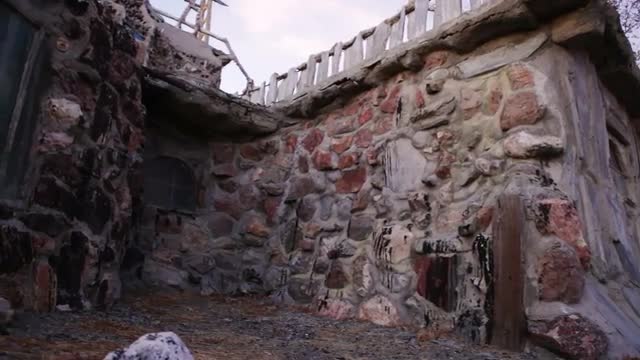 Stone walls at Thunder Mountain park in NV.