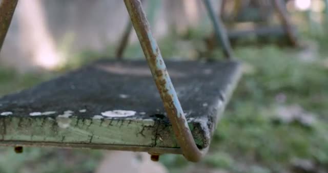 Close up of a old wooden swing rotting with mold and fungus