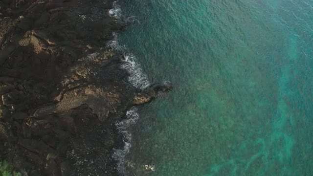 Lava Rock into the Ocean - Hawaii - Drone