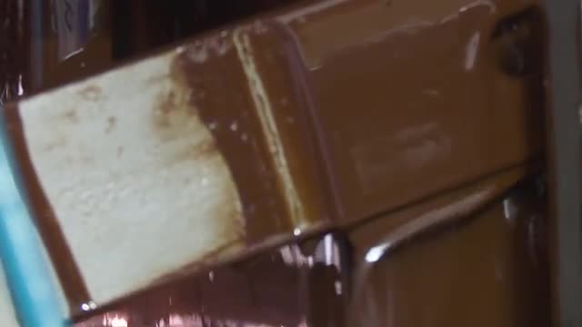 Ice cream in chocolate glaze.