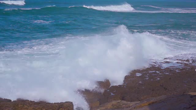 Ocean Waves Breaking on Shore