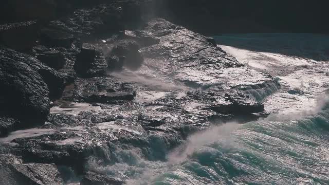 Ocean Waves Breaking on Shore