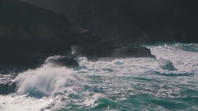 Ocean Waves Breaking on Shore