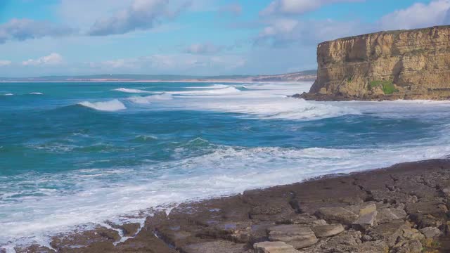 Ocean Waves Breaking on Shore
