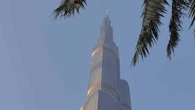 View of Burj Khalifa from Burj Khalifa Lake in Downtown, Dubai, United Arab Emirates, Middle East, A