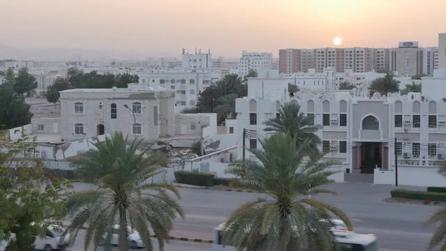 View of Muscat near Panorama Mall at sunset, Muscat, Oman, Middle East, Asia