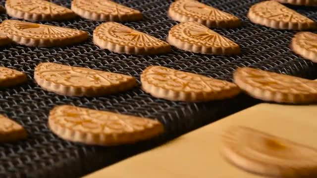 Cookie is baked in the oven. Close-up.