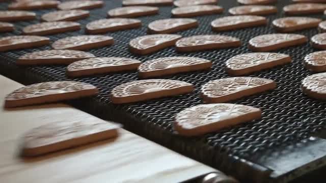 Cookie is baked in the oven. Close-up.