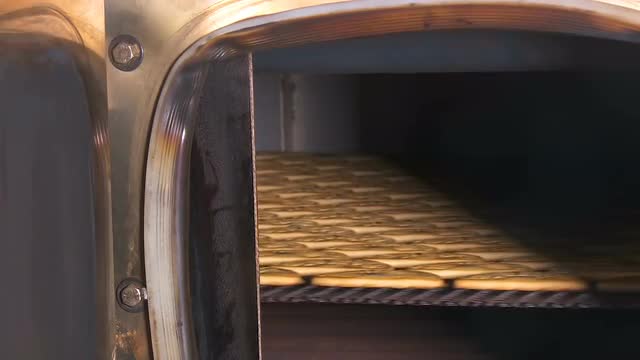 Cookie is baked in the oven. Close-up.