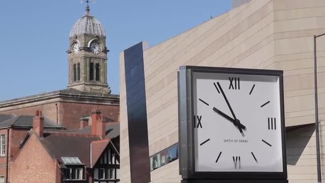 The Guildhall Clock Tower &amp; Clock, Derby Derbyshire, England, UK, Europe 
