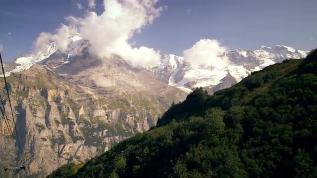 Tracking shot of the Alps in Switzerland