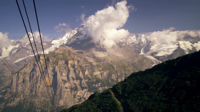 Panning shot of the Swiss alps